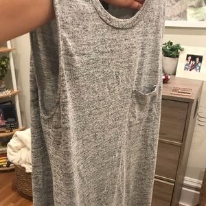 Grey High Neck Tank with Slits